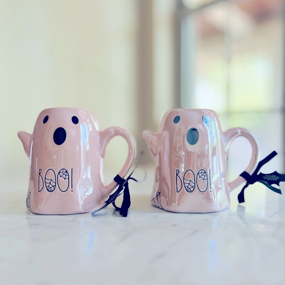Rae Dunn Pink Ghost Mugs